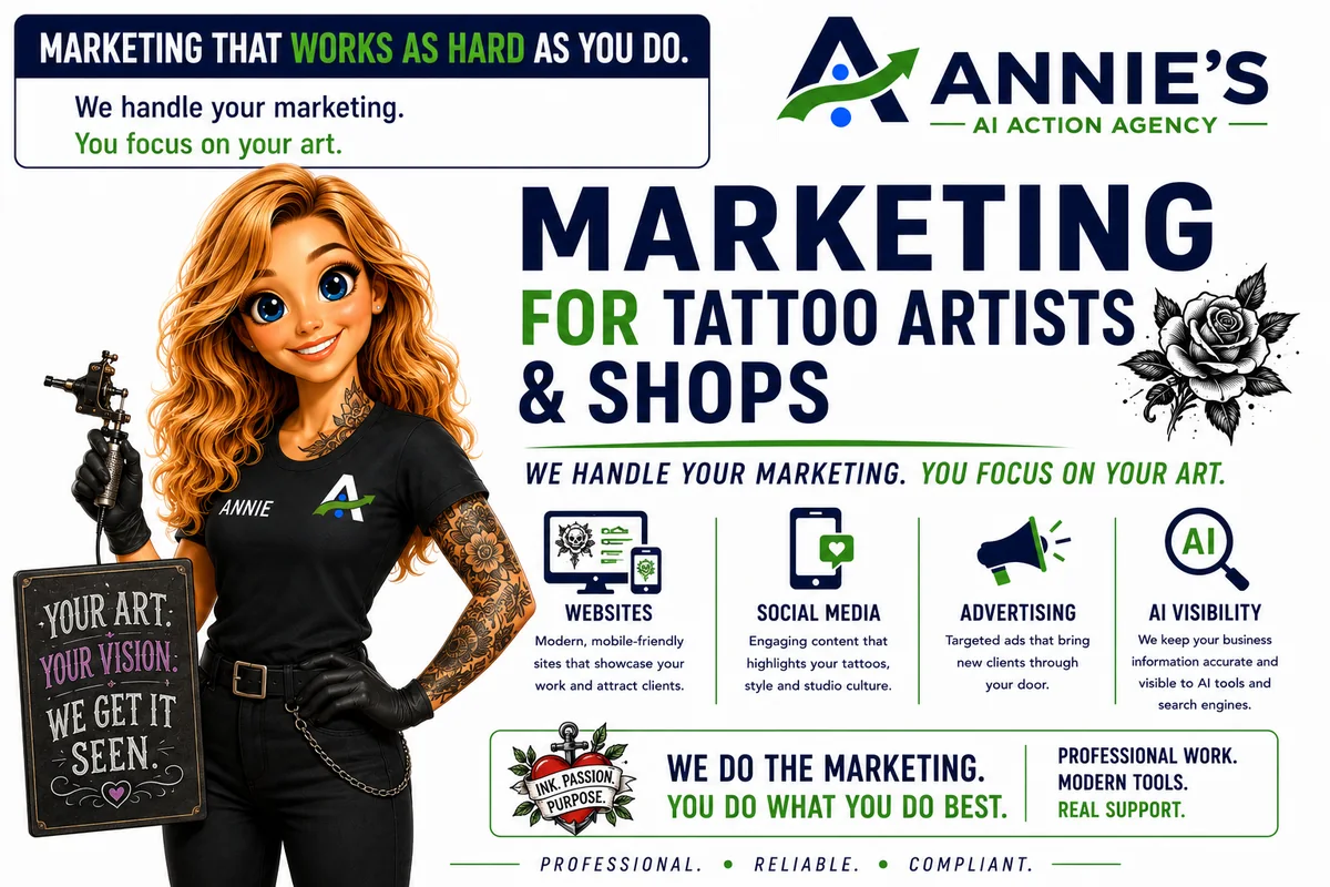 Annie's Action AI marketing for tattoo artists and shops