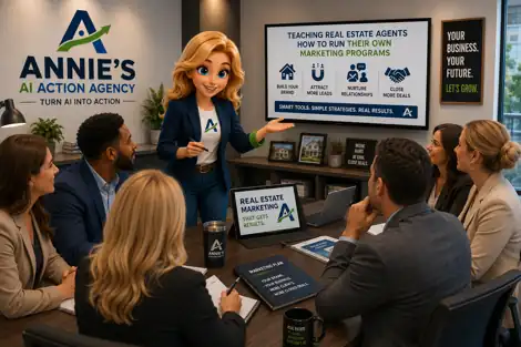 Annie coaching a real estate team on their marketing