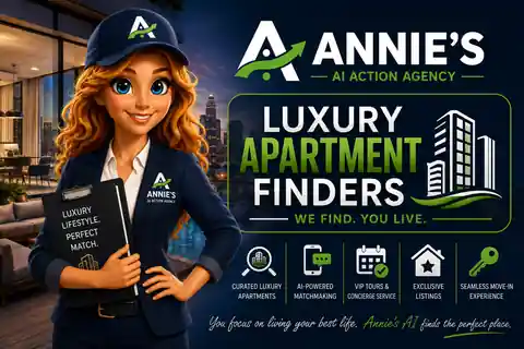 Annie's AI Action Agency luxury apartment finders marketing banner