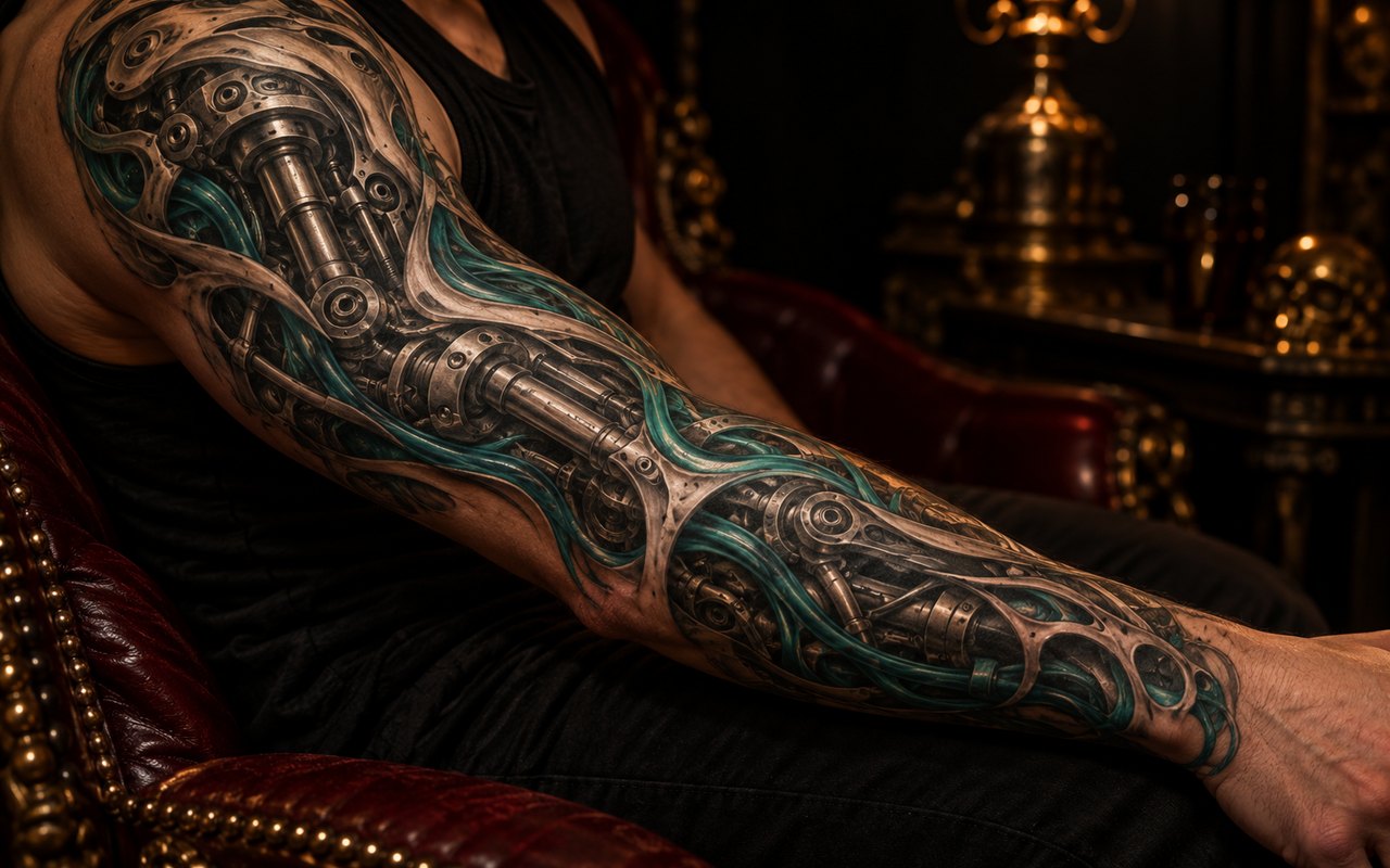 Biomech tattoo artwork
